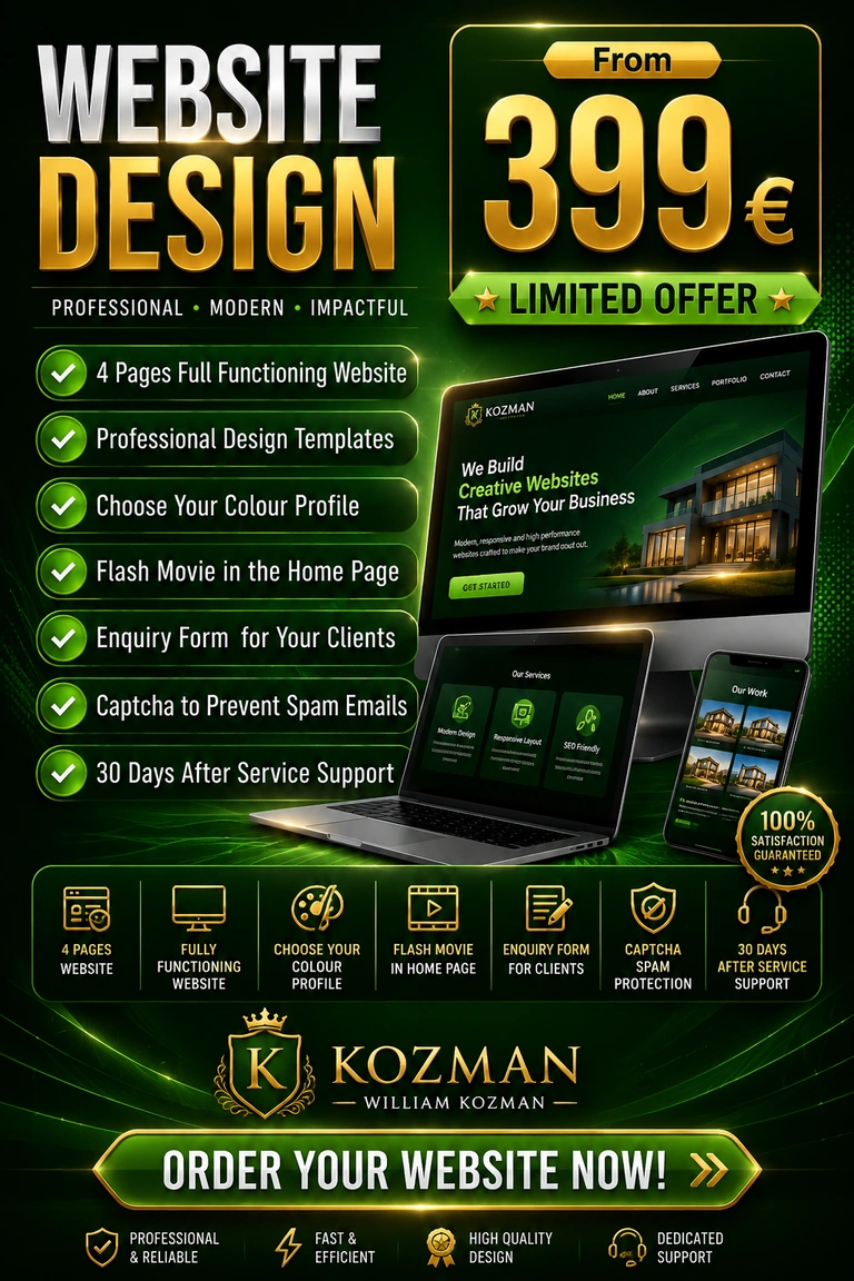 Website design package advert from Net Del Sol
