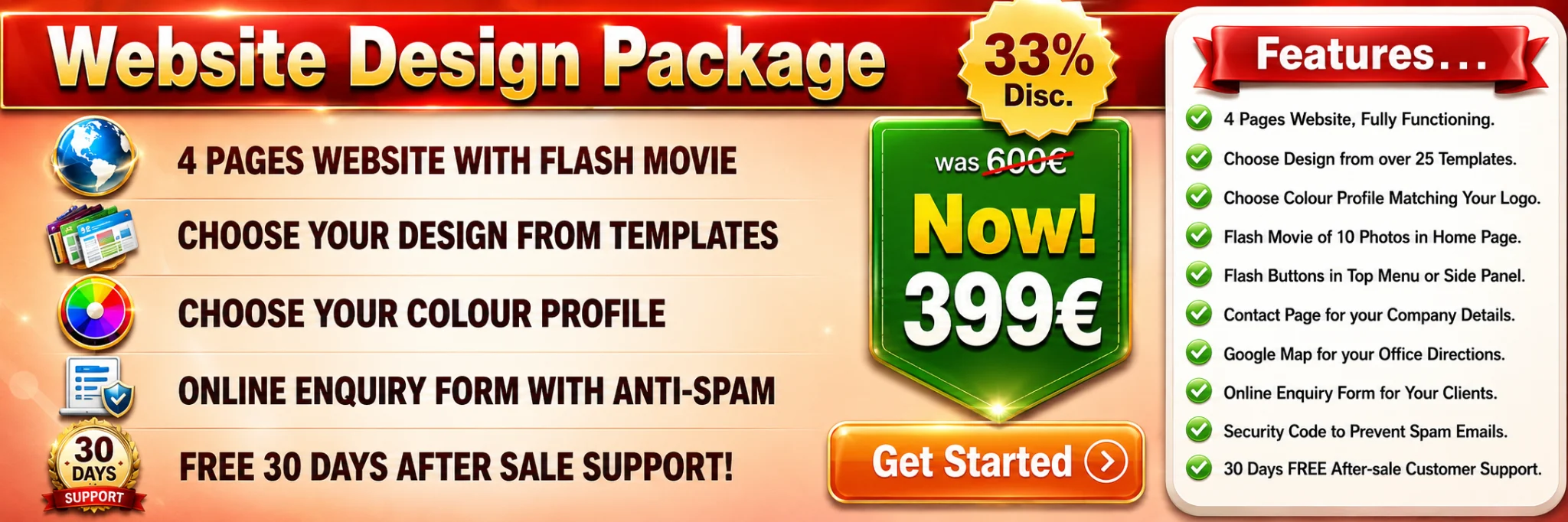 Net Del Sol website design package discounted offer hero slide.