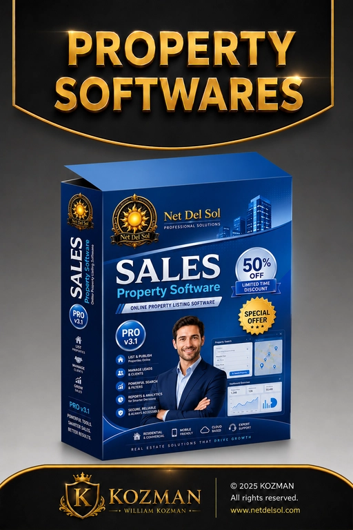 Net Del Sol property software service pillar showing real estate listing software artwork.