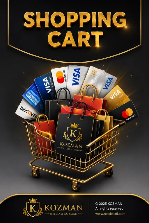 Net Del Sol shopping cart service pillar with online payment and ecommerce artwork.