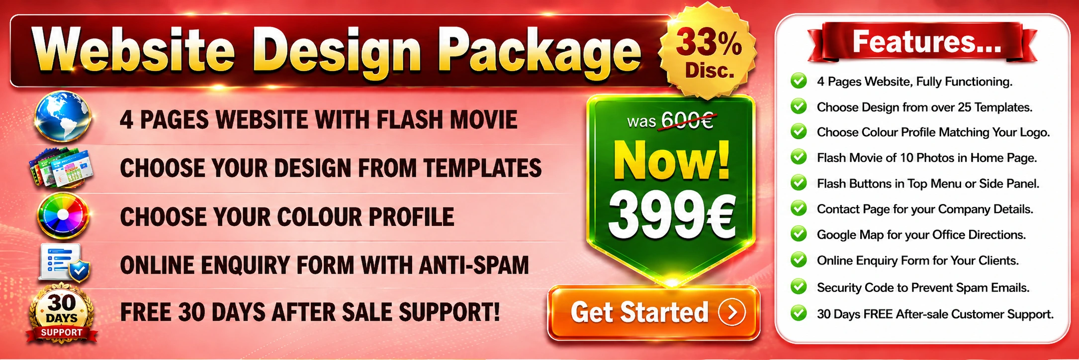 Net Del Sol website design package discounted offer hero slide.