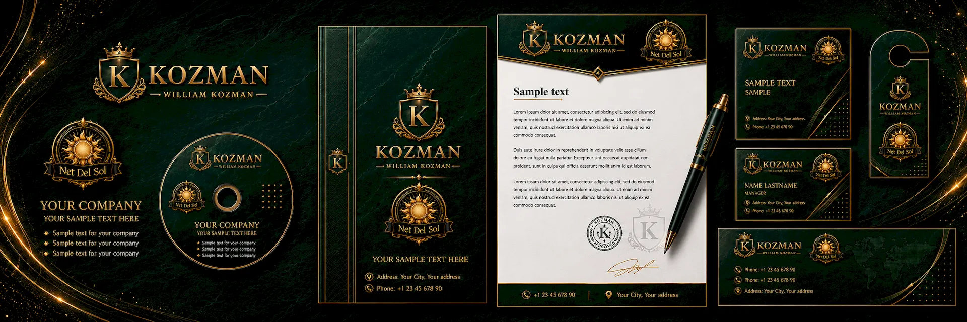 Net Del Sol company branding portfolio image with premium green identity concept