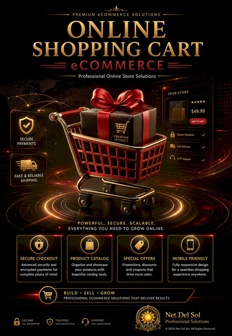 Online shopping cart and eCommerce solution services by Net Del Sol