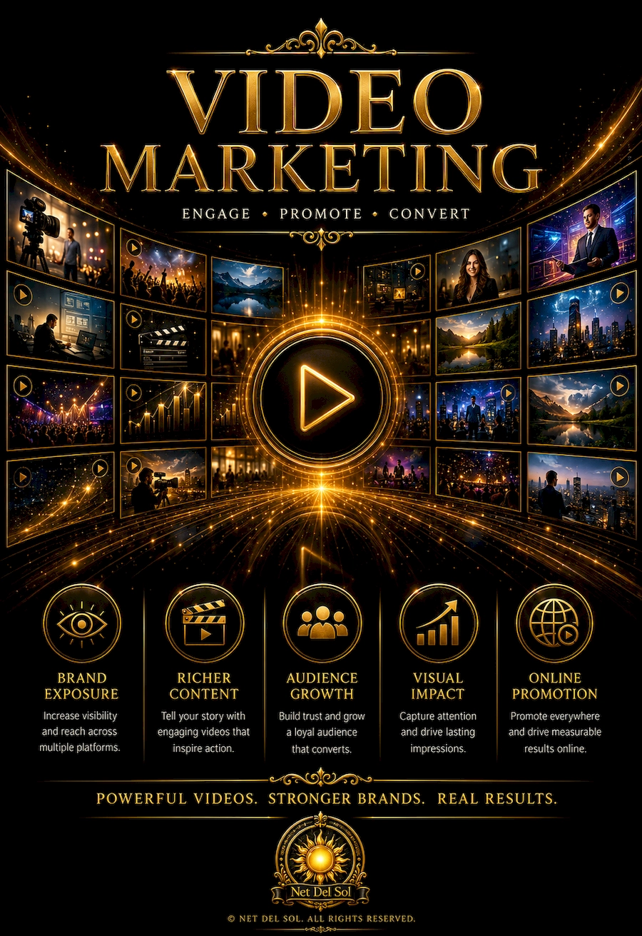 Video marketing services with YouTube promotion and visual content strategy by Net Del Sol