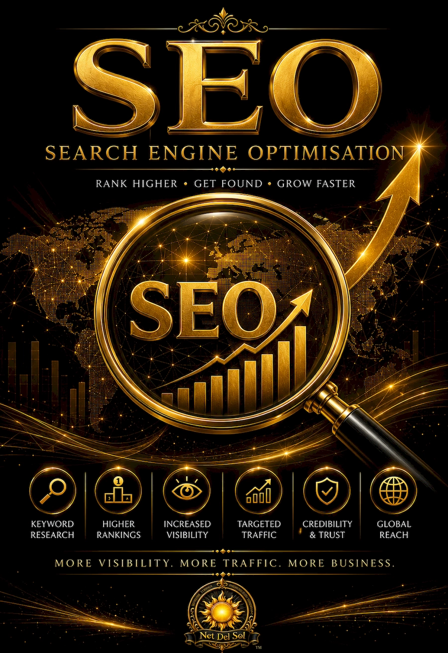 Search engine optimisation SEO services with visibility growth and analytics by Net Del Sol
