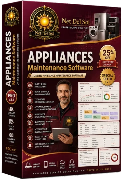 Appliance maintenance software artwork from Net Del Sol