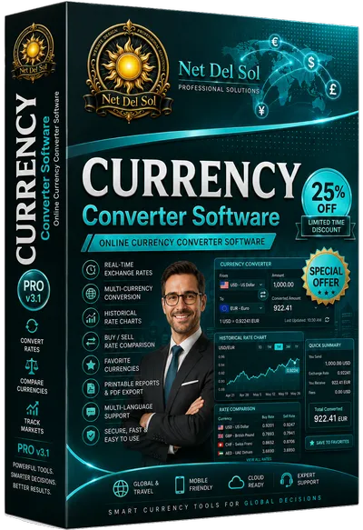 Currency converter software artwork from Net Del Sol